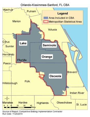 Orlando-Kissimmee-Sanford, FL CBA Map