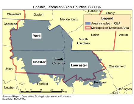 Chester, Lancaster & York Counties, SC CBA Map