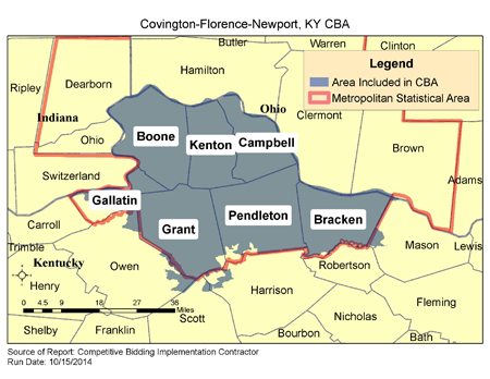 Covington-Florence-Newport, KY CBA Map