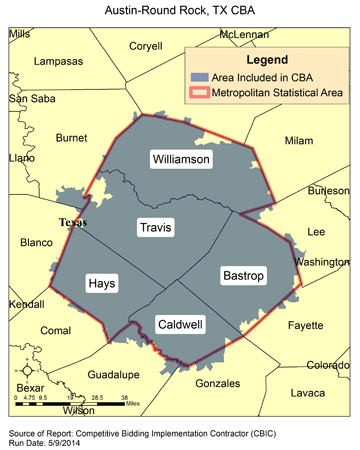 Image of Austin-Round Rock, TX CBA map