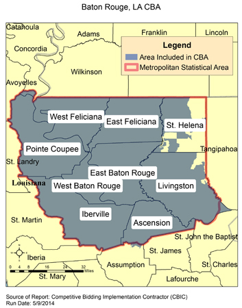 Image of Baton Rouge, LA CBA map
