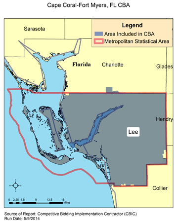 Image of Cape Coral-Fort Myers, FL CBA map