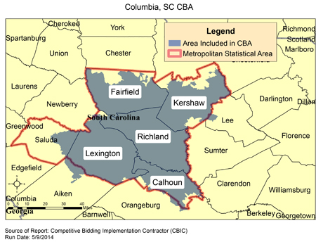 Image of Columbia, SC CBA map