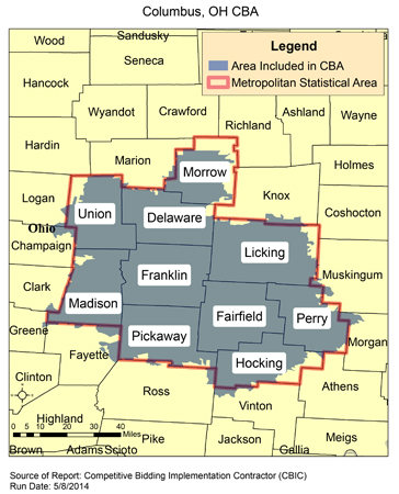 Image of Columbus, OH CBA map