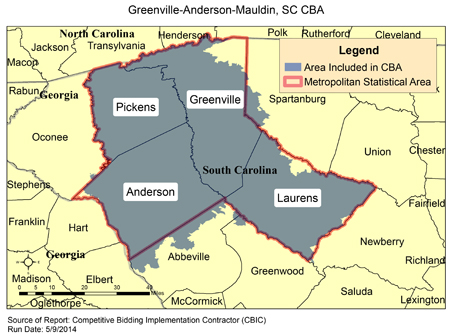 Image of Greenville-Anderson-Mauldin, SC CBA map