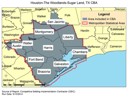 Image of Houston-The Woodlands-Sugar Land, TX CBA map