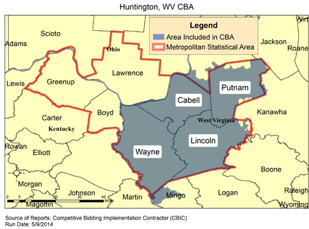 Image of Huntington, WV CBA map