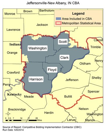Image of Jeffersonville-New Albany, IN CBA map