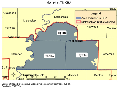 Image of Memphis, TN CBA map