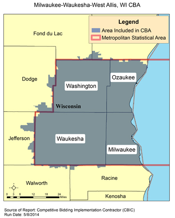Image of Milwaukee-Waukesha-West Allis, WI CBA map