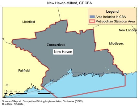 Image of New Haven-Milford, CT CBA map