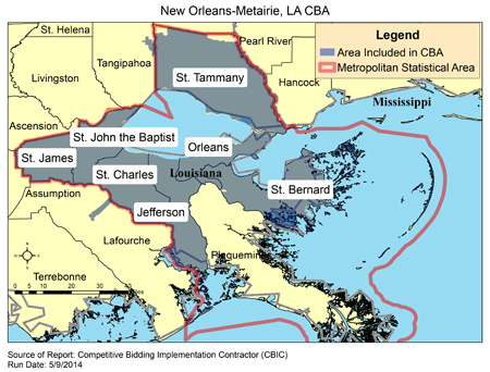 Image of New Orleans-Metairie, LA CBA map
