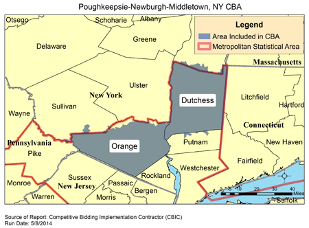Image of Poughkeepsie-Newburgh-Middletown, NY CBA map