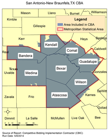 Image of San Antonio-New Braunfels, TX CBA map