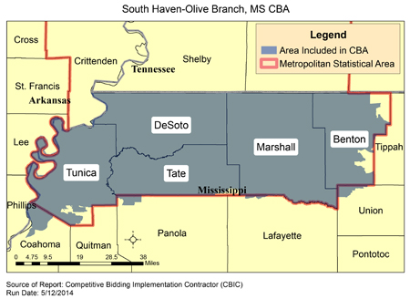 Image of South Haven-Olive Branch, MS CBA map