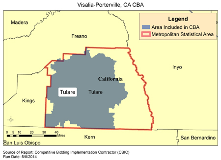 Image of Visalia-Porterville, CA CBA map