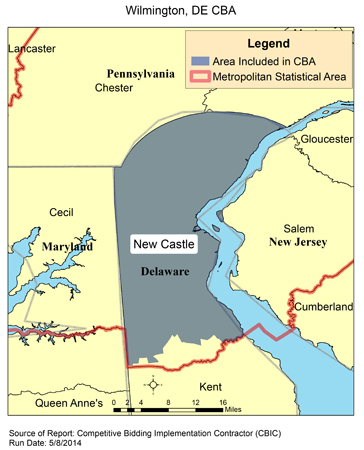 Image of Wilmington, DE CBA map