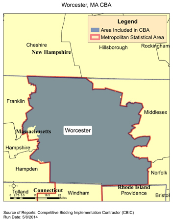 Image of Worcester, MA CBA map
